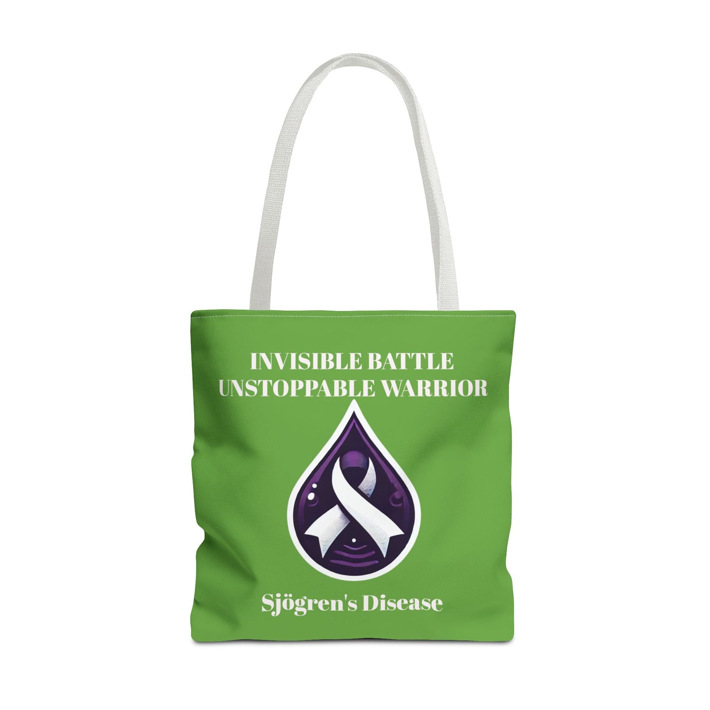 Invisible Battle Unstoppable Warrior Tote Bag - Sjögren's Disease Awareness (Green)