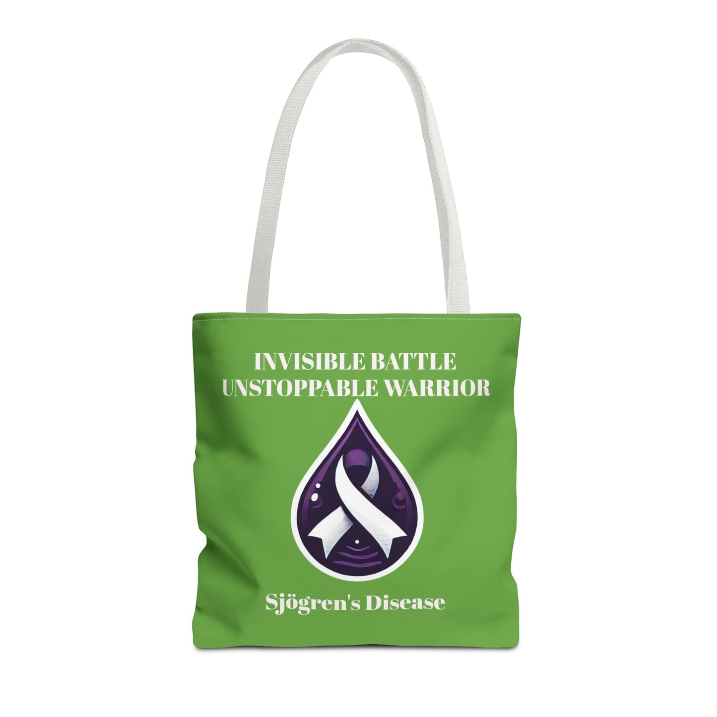 Invisible Battle Unstoppable Warrior Tote Bag - Sjögren's Disease Awareness (Green)