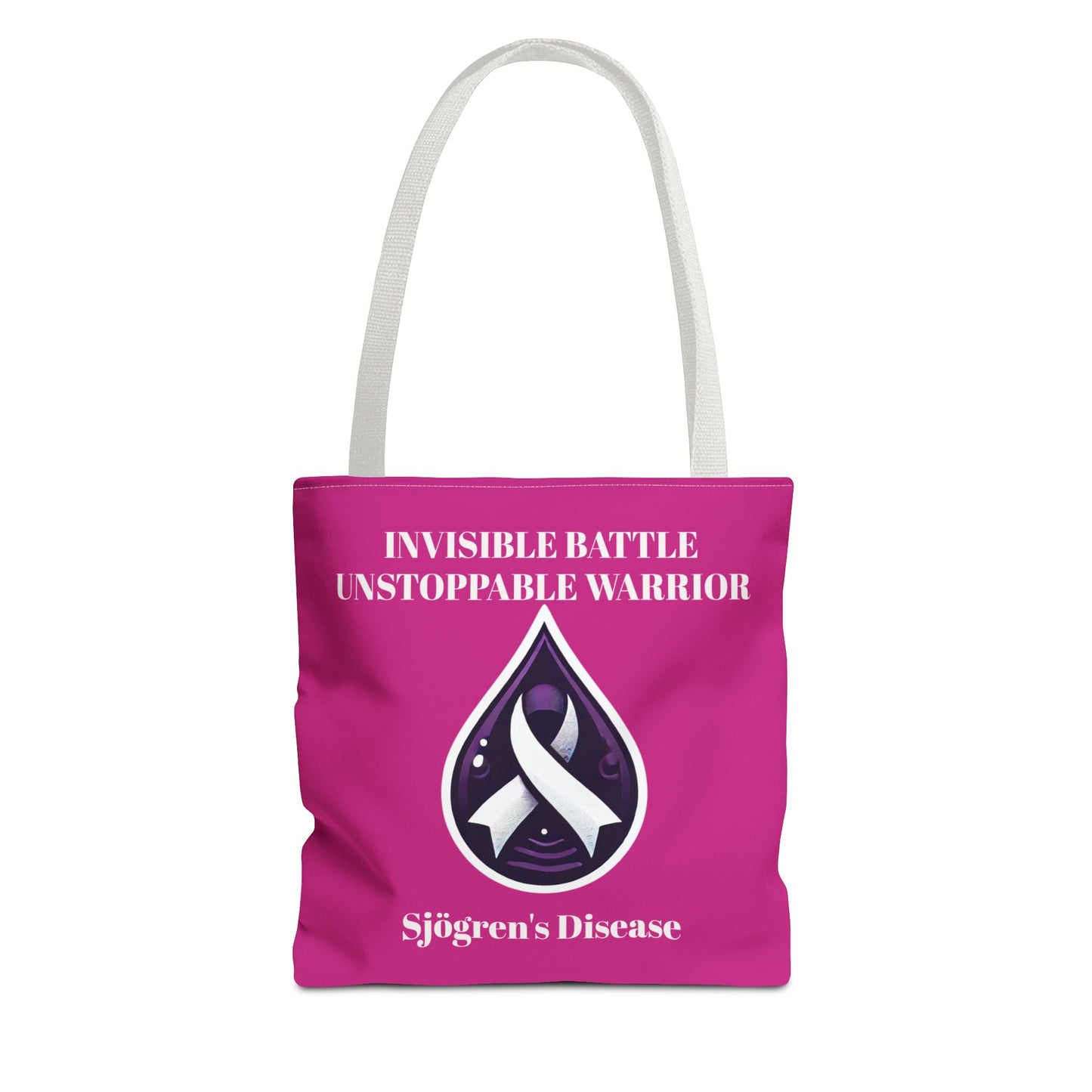 Invisible Battle Unstoppable Warrior Tote Bag - Sjögren's Disease Awareness (Dark Pink)