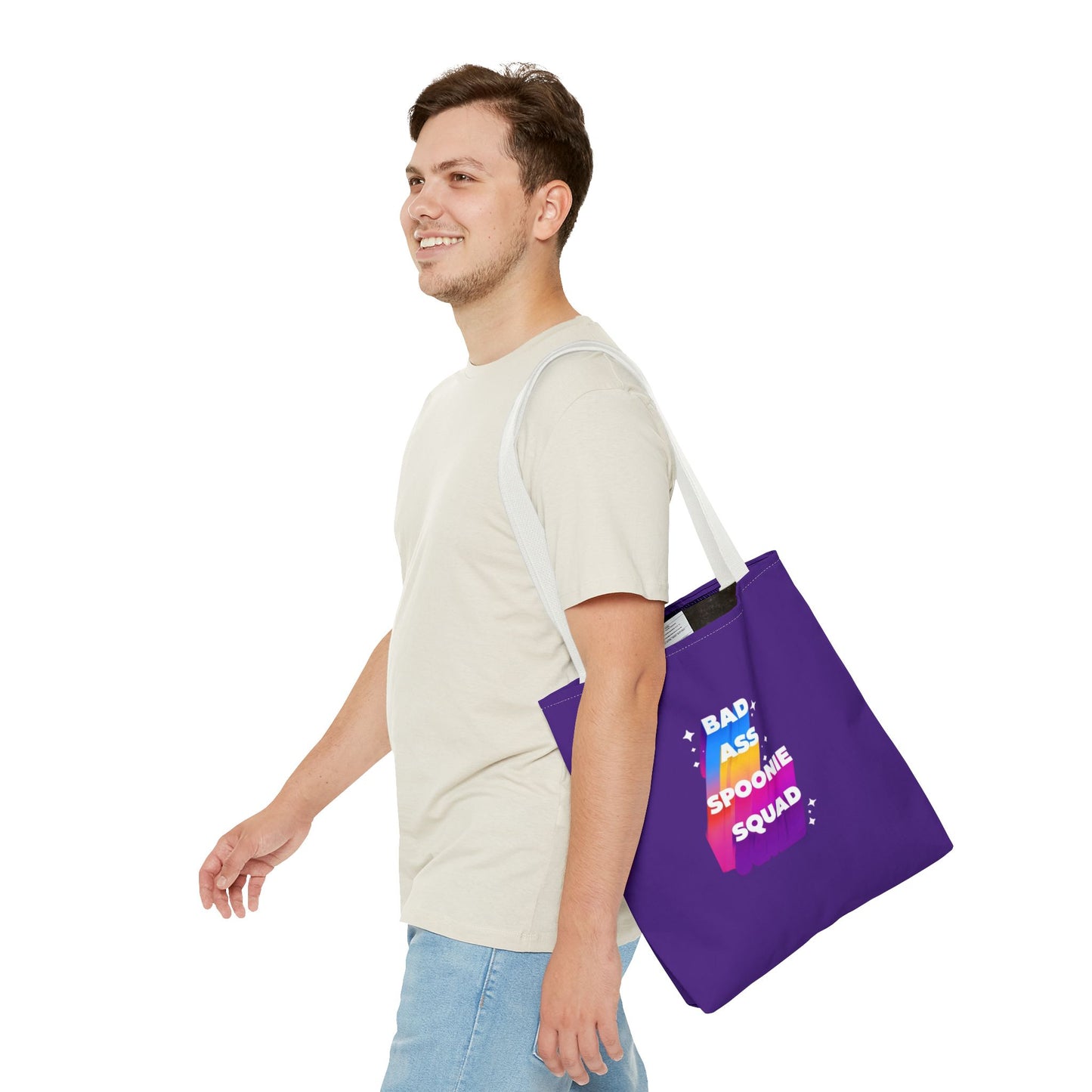 Autoimmune Disease Awareness Tote Bag - "Bad Ass Spoonie Squad" (Purple)