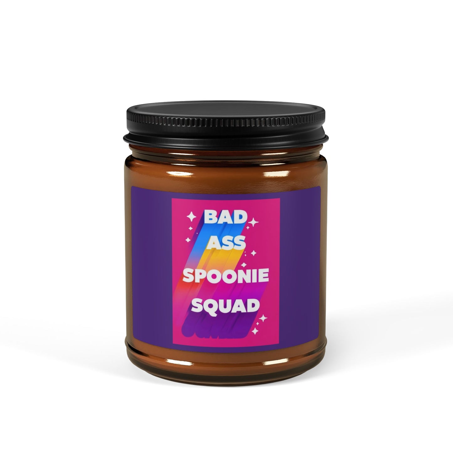 Sjögren's Disease ""Bad Ass Spoonie Squad"" |Scented Soy Candle -  Amber Jar | Relaxing Aromatherapy