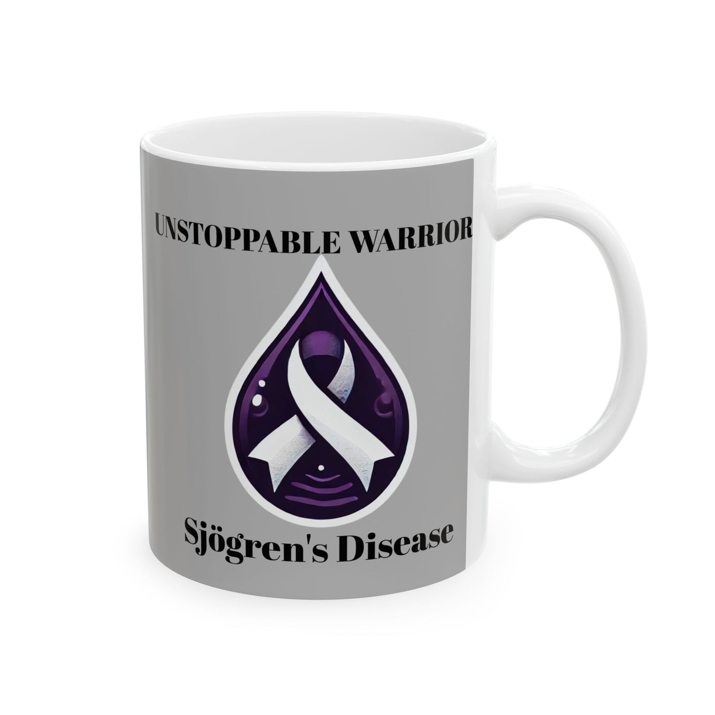 Inspirational Ceramic Mug - Unstoppable Warrior Design (11oz & 15oz) (Light Gray)