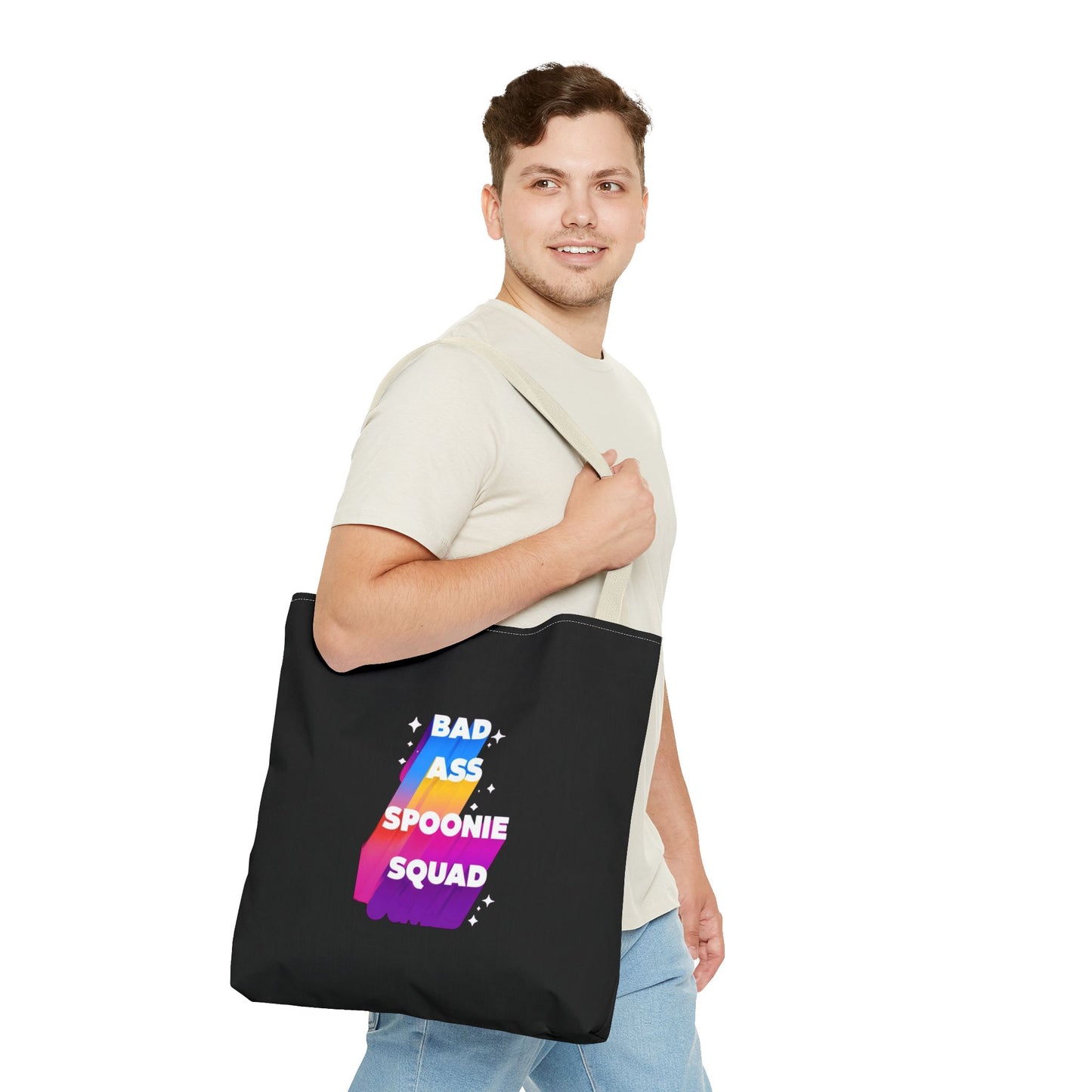 Autoimmune Disease Awareness Tote Bag - "Bad Ass Spoonie Squad" (Black)