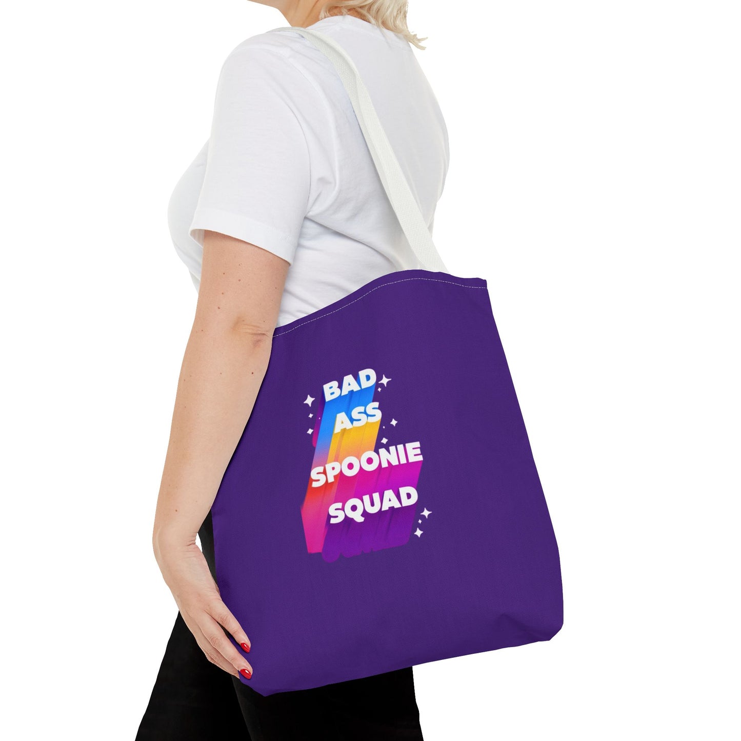 Autoimmune Disease Awareness Tote Bag - "Bad Ass Spoonie Squad" (Purple)