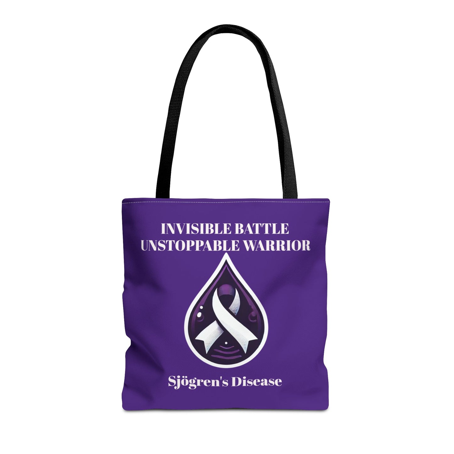 Invisible Battle Unstoppable Warrior Tote Bag - Sjögren's Disease Awareness (Dark Purple)