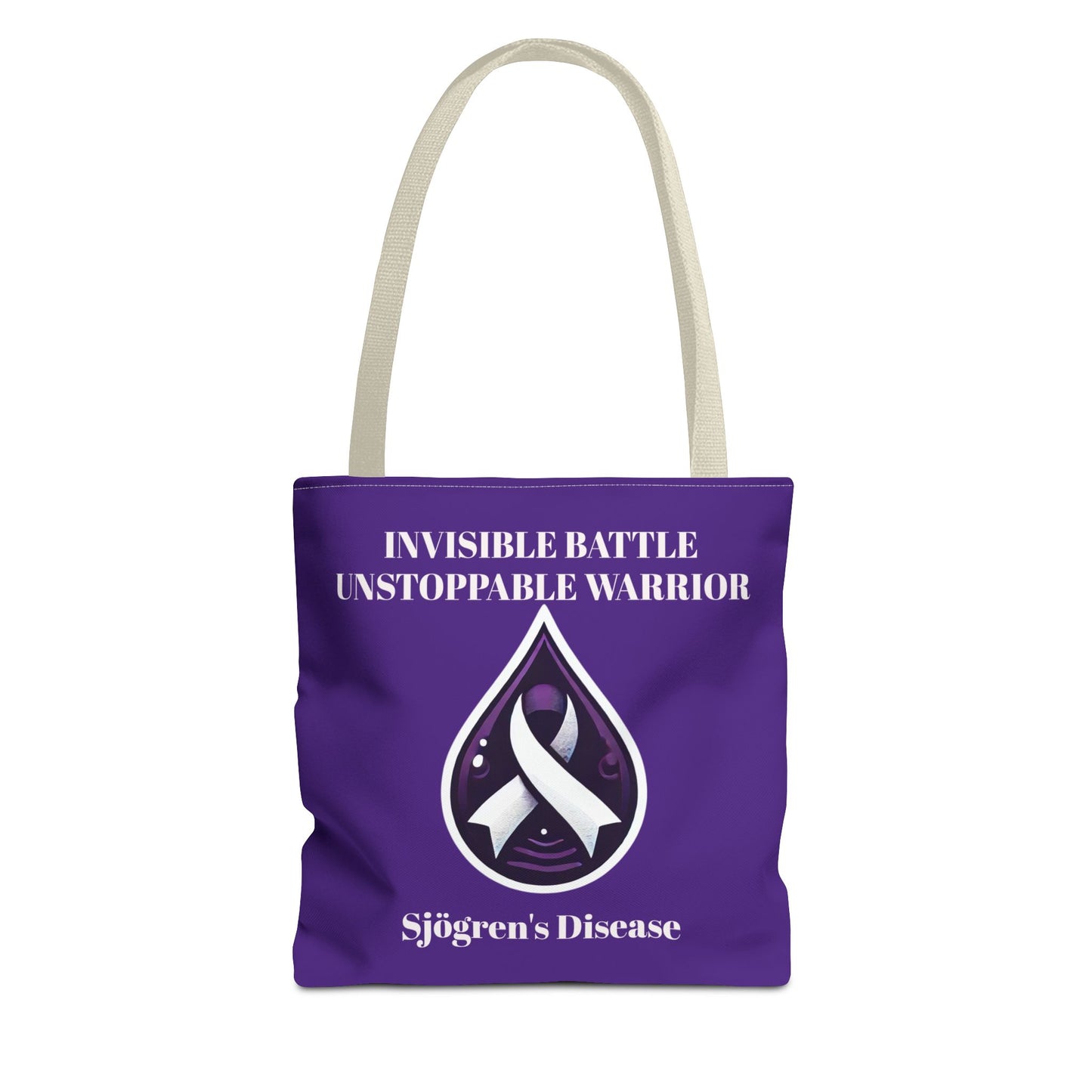 Invisible Battle Unstoppable Warrior Tote Bag - Sjögren's Disease Awareness (Dark Purple)
