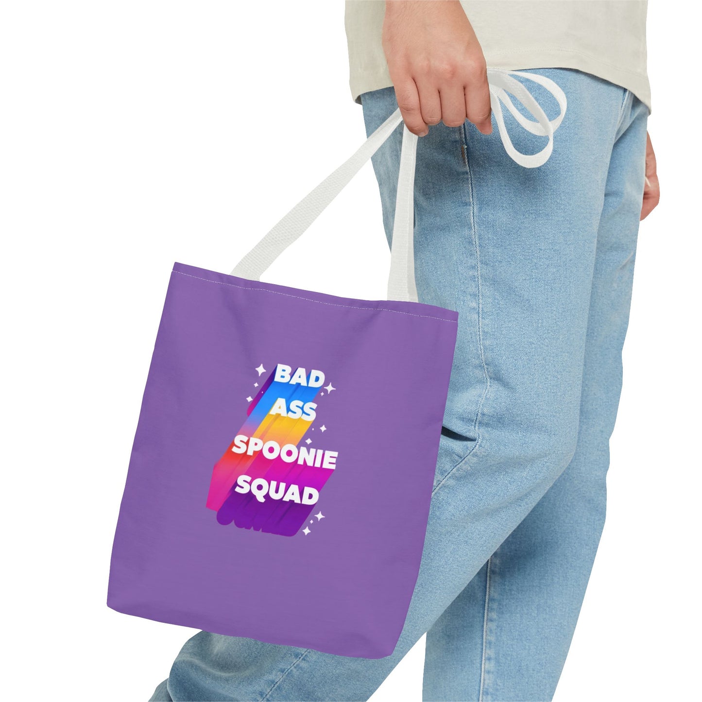 Autoimmune Disease Awareness Tote Bag - "Bad Ass Spoonie Squad" (Light Purple)