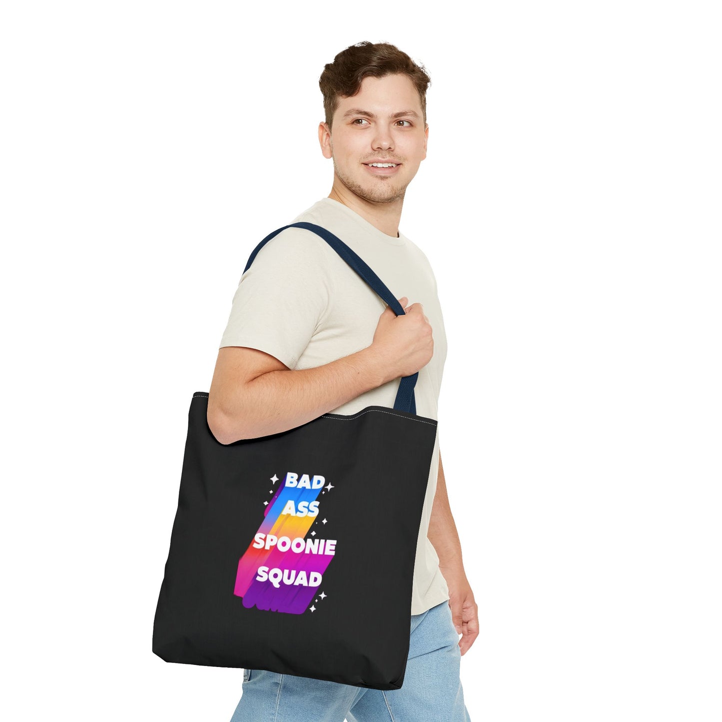 Autoimmune Disease Awareness Tote Bag - "Bad Ass Spoonie Squad" (Black)