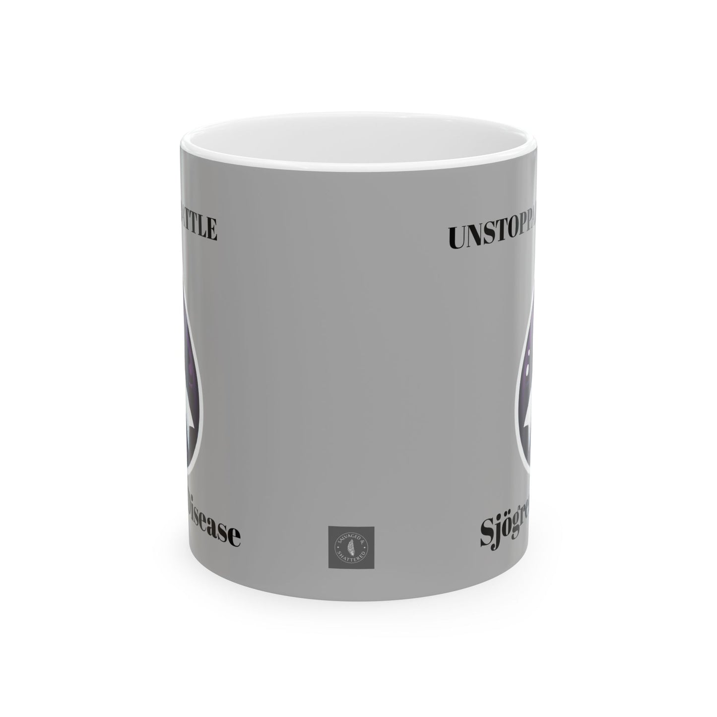 Inspirational Ceramic Mug - Unstoppable Warrior Design (11oz & 15oz) (Light Gray)