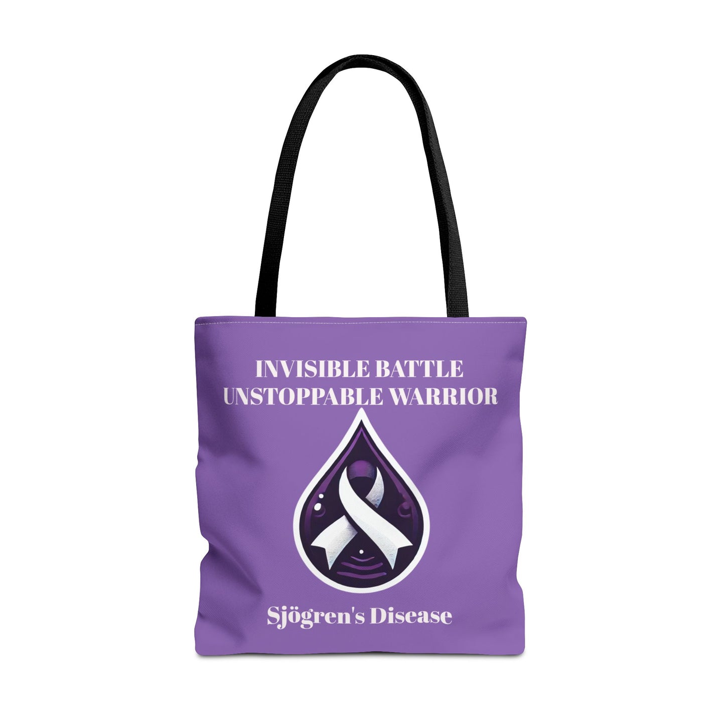 Invisible Battle Unstoppable Warrior Tote Bag - Sjögren's Disease Awareness (Purple)