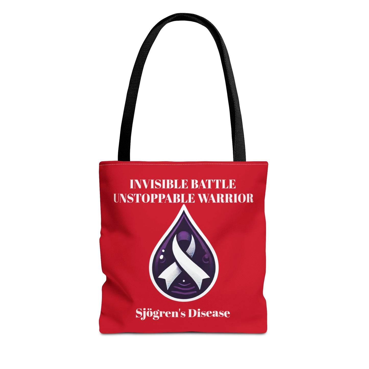 Invisible Battle Unstoppable Warrior Tote Bag - Sjögren's Disease Awareness (Red)