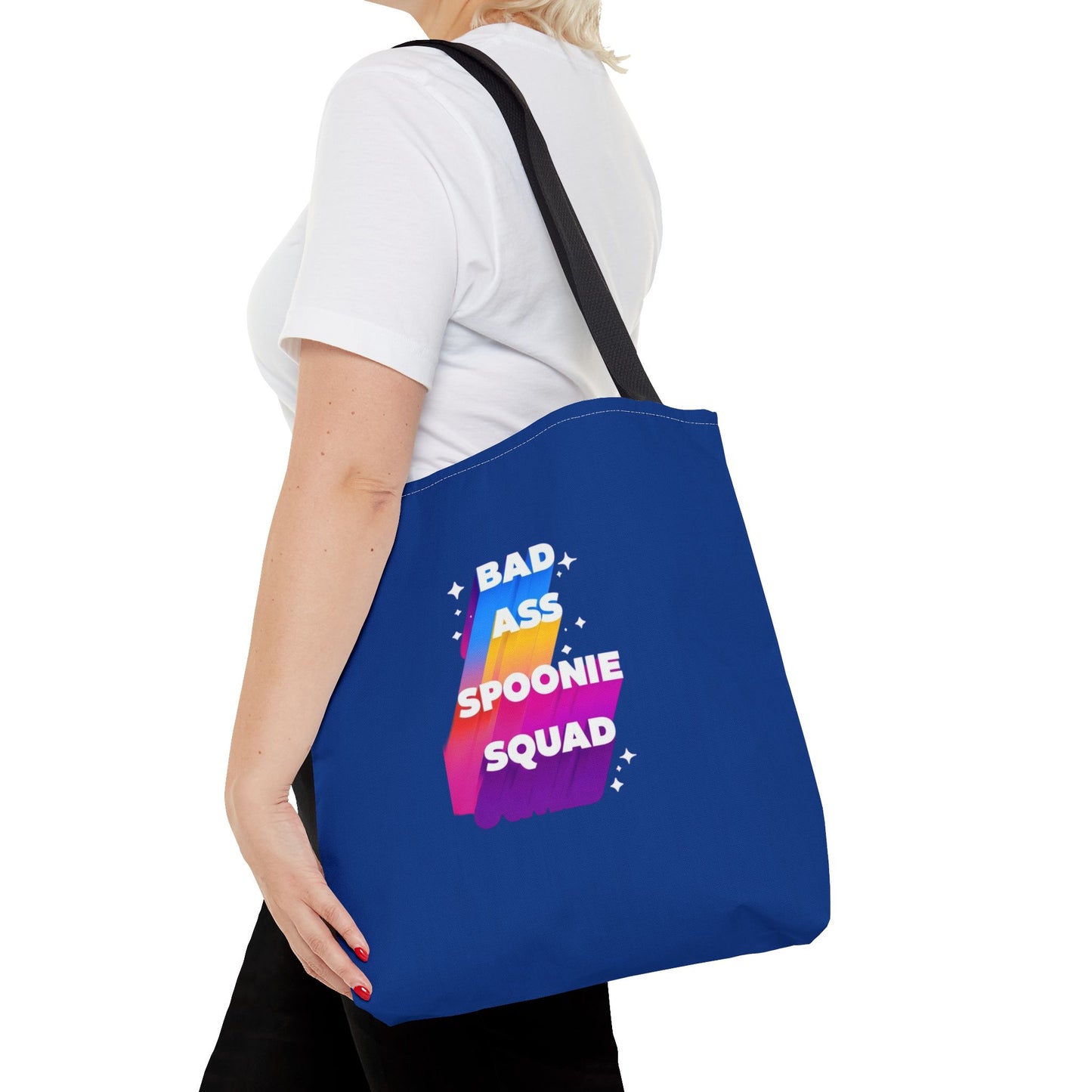 Autoimmune Disease Awareness Tote Bag - "Bad Ass Spoonie Squad" (Dark Blue)