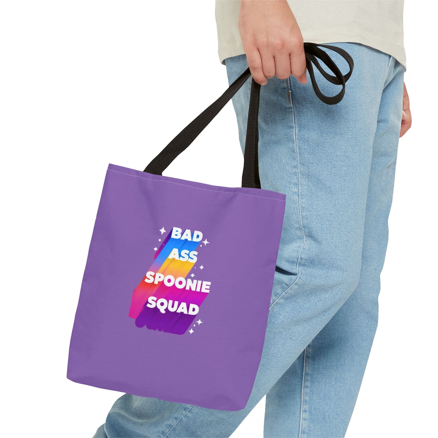 Autoimmune Disease Awareness Tote Bag - "Bad Ass Spoonie Squad" (Light Purple)