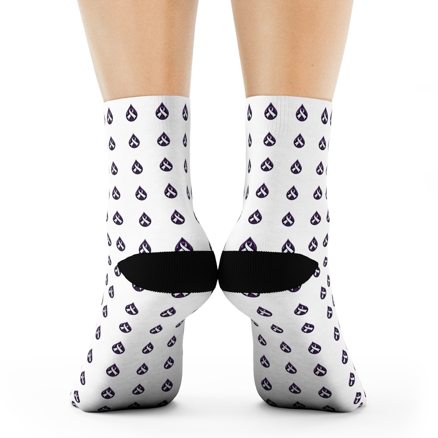 Sjögren's Disease Teardrop Pattern Crew Socks (White)
