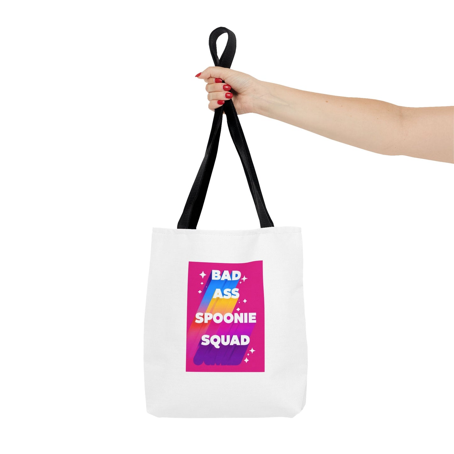 Autoimmune Disease Awareness Tote Bag - "Bad Ass Spoonie Squad" (White)