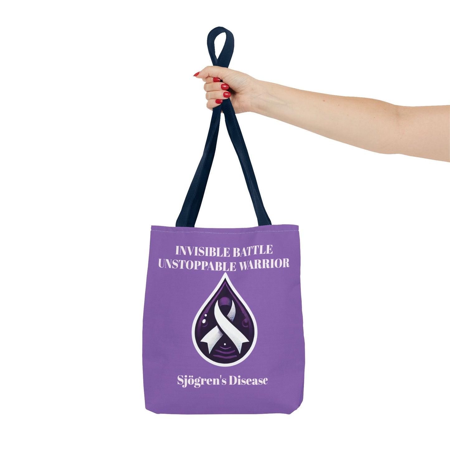 Invisible Battle Unstoppable Warrior Tote Bag - Sjögren's Disease Awareness (Purple)