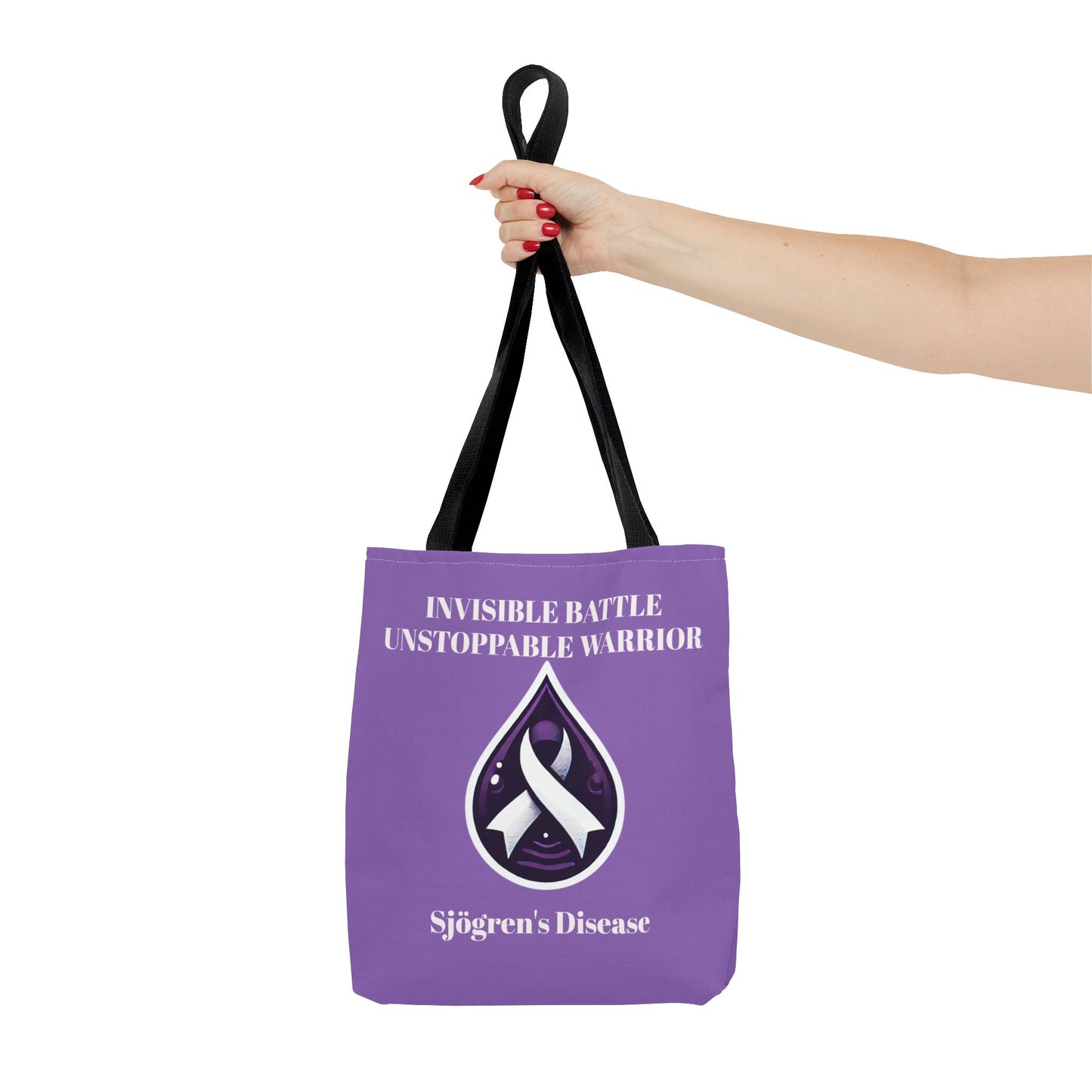 Invisible Battle Unstoppable Warrior Tote Bag - Sjögren's Disease Awareness (Purple)