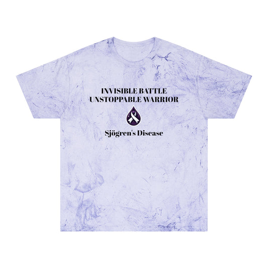 Unisex Color Blast T-Shirt - Invisible Battle, Unstoppable Warrior - Sjögren's Disease Awareness
