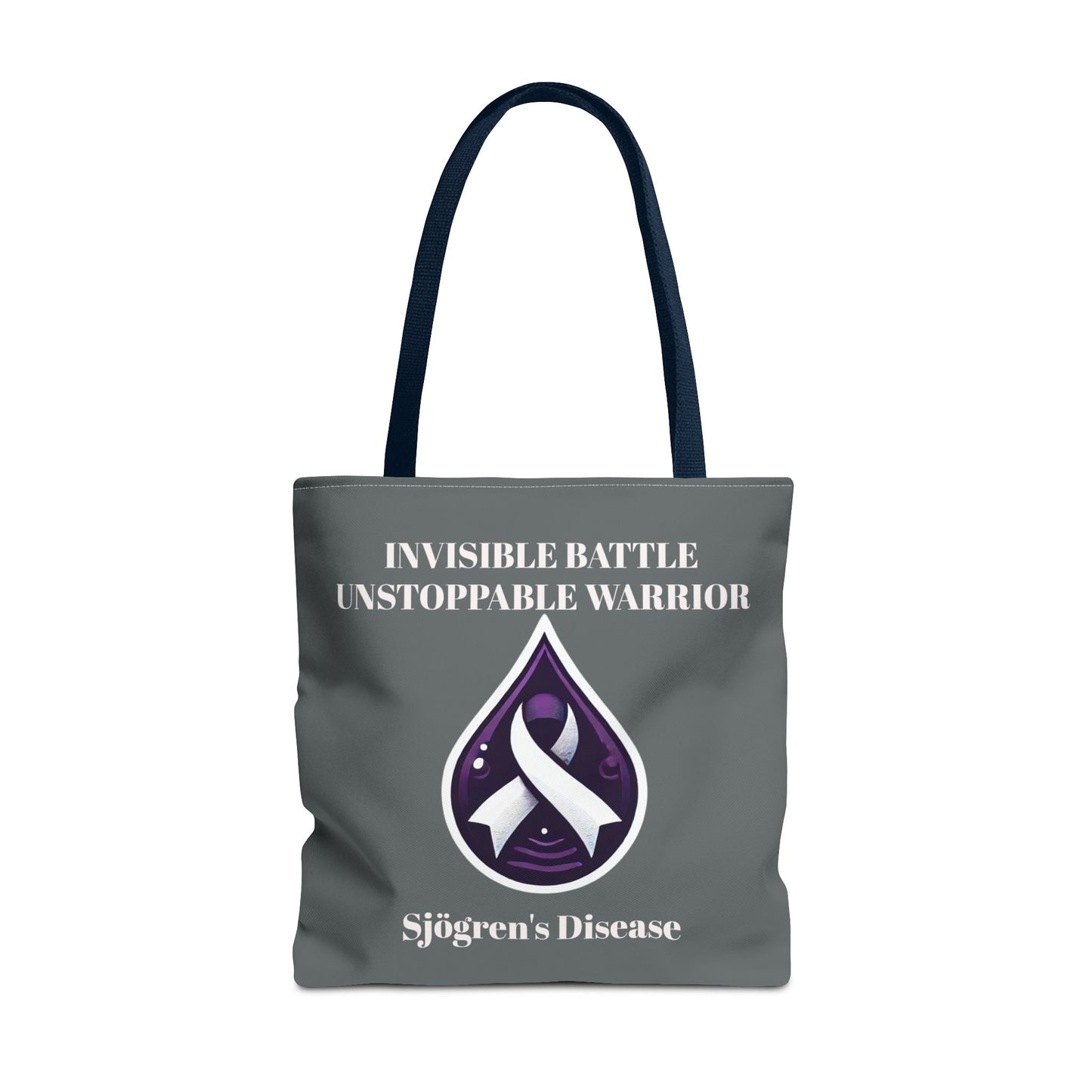 Invisible Battle Unstoppable Warrior Tote Bag - Sjögren's Disease Awareness (Dark Gray)