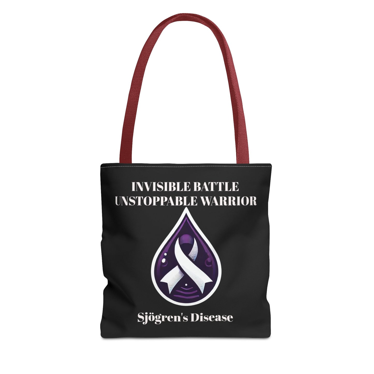 Invisible Battle Unstoppable Warrior Tote Bag - Sjögren's Disease Awareness (Black)
