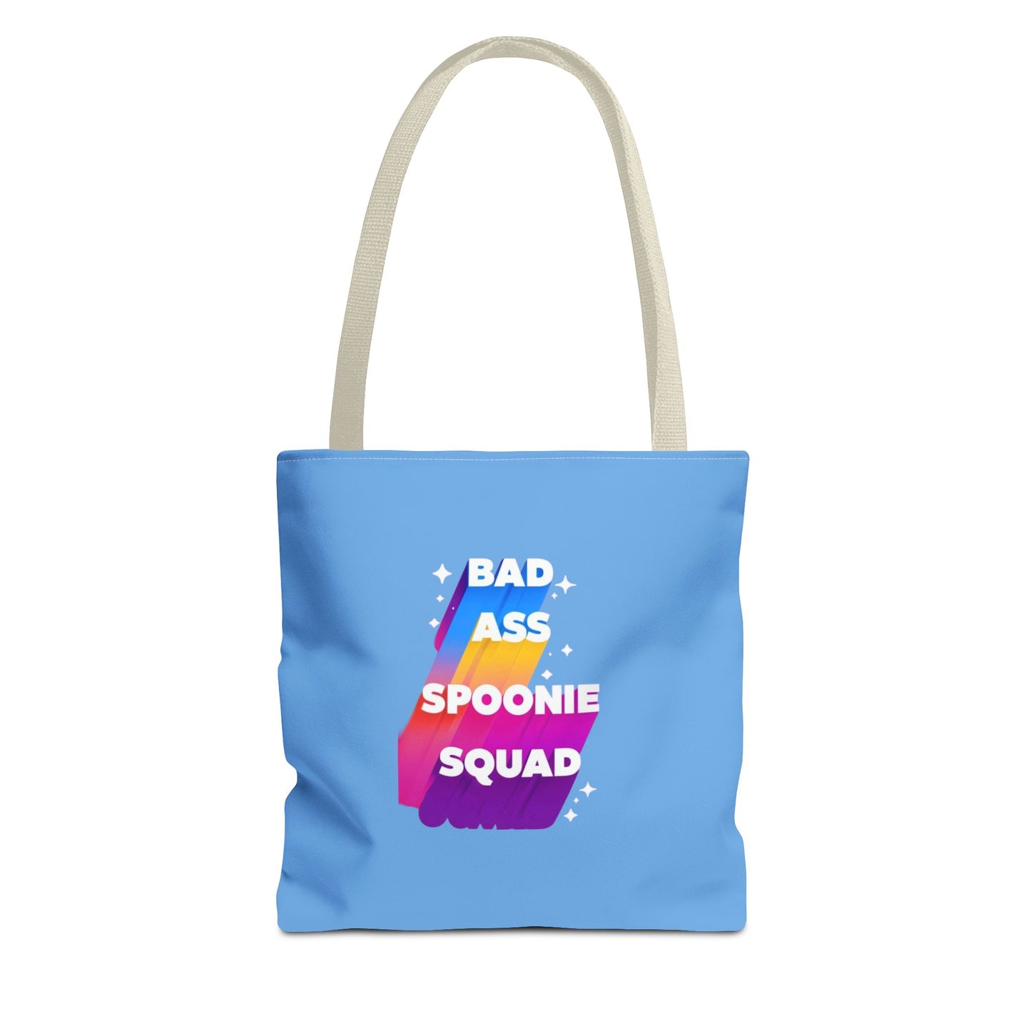 Autoimmune Disease Awareness Tote Bag - "Big Ass Spoonie Squad" (Light Blue)