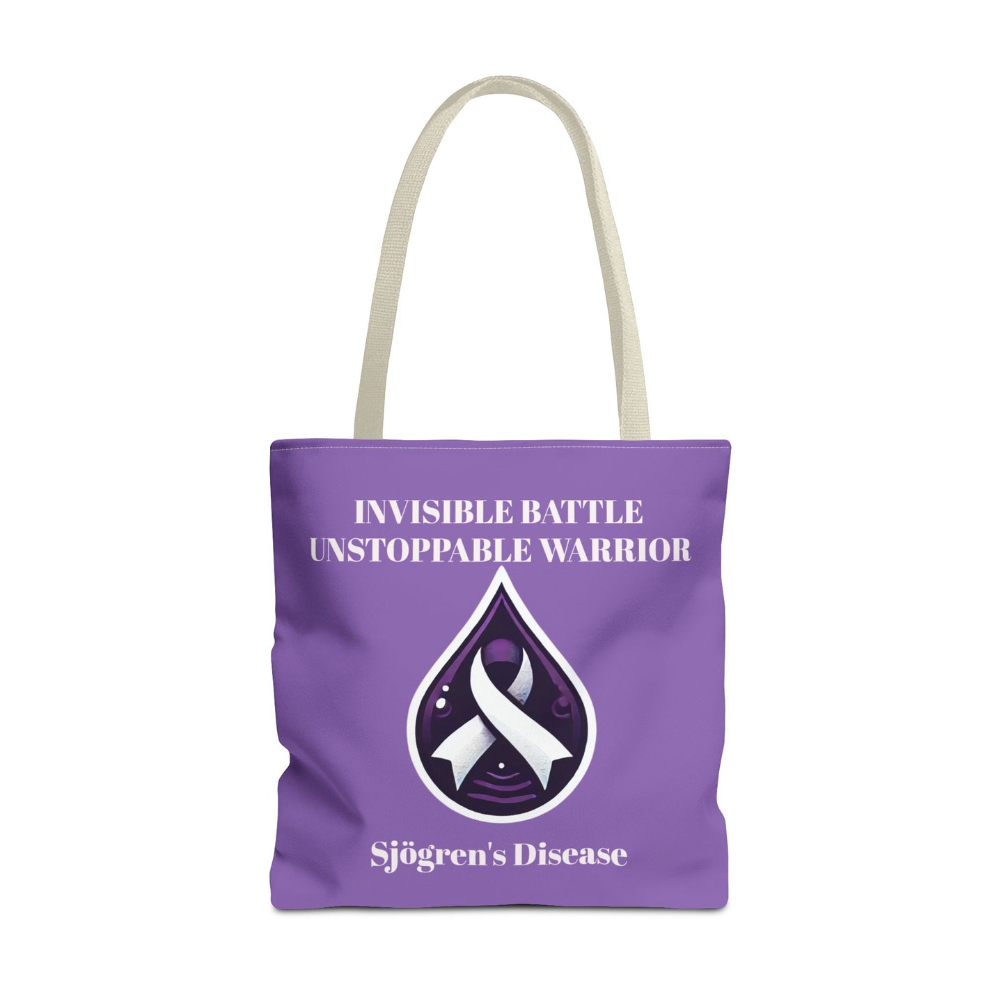Invisible Battle Unstoppable Warrior Tote Bag - Sjögren's Disease Awareness (Purple)