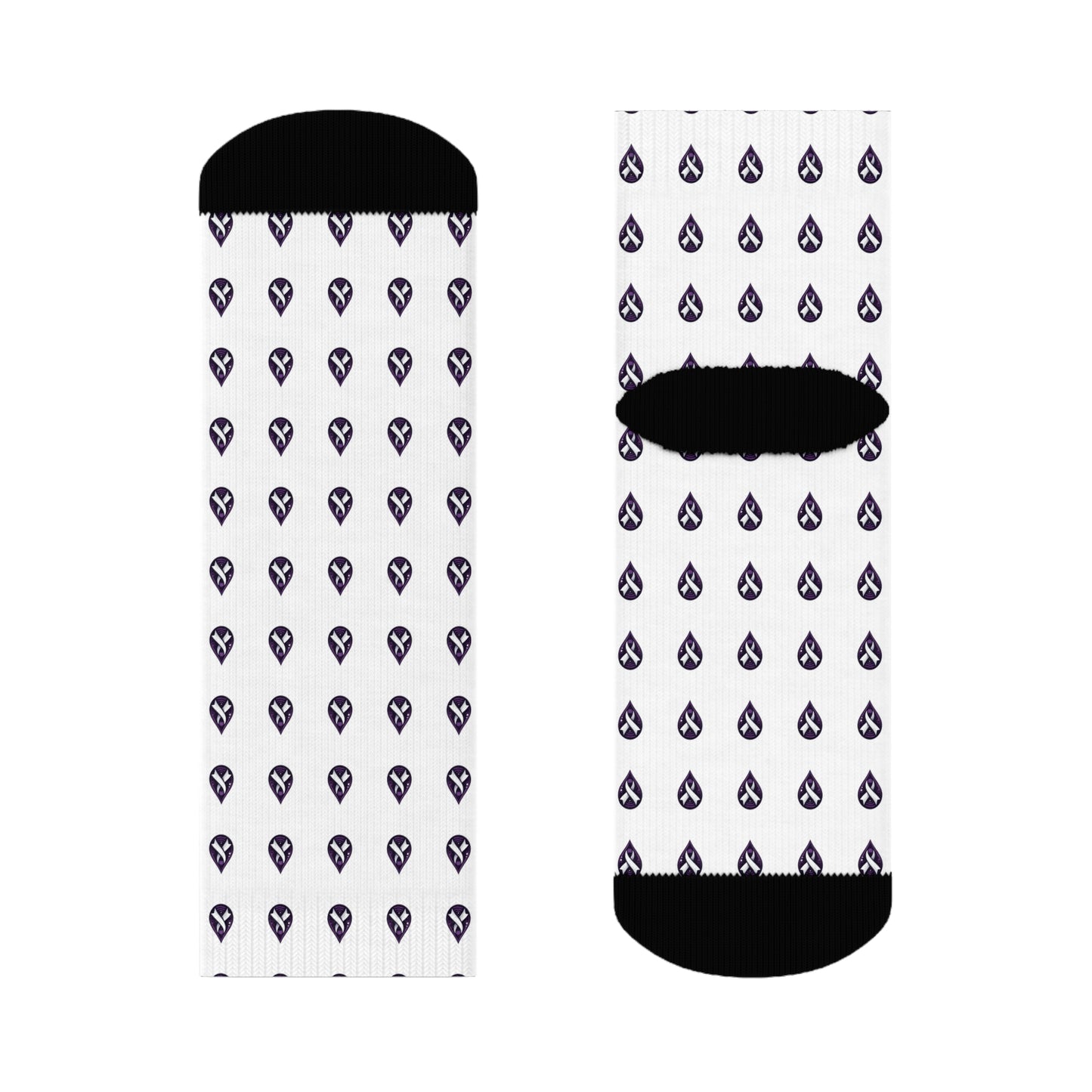 Sjögren's Disease Teardrop Pattern Crew Socks (White)