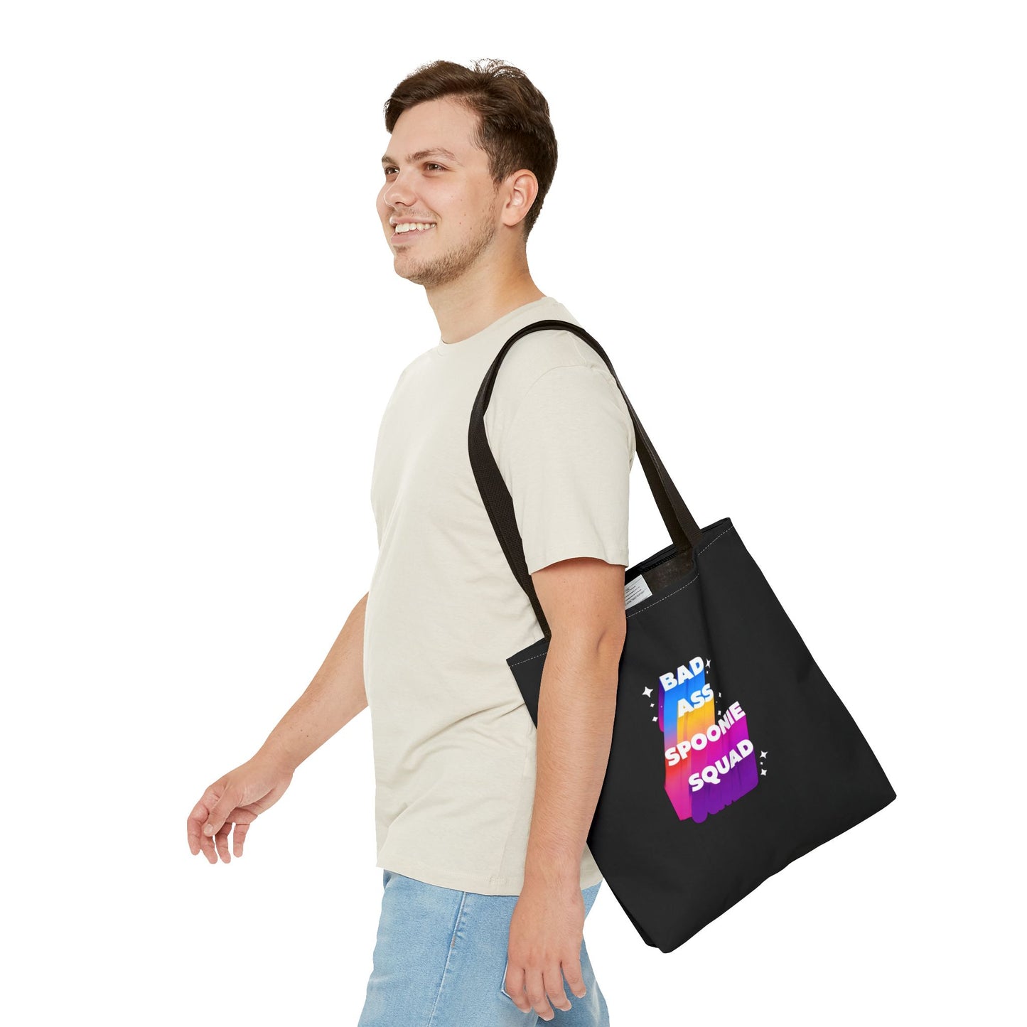 Autoimmune Disease Awareness Tote Bag - "Bad Ass Spoonie Squad" (Black)