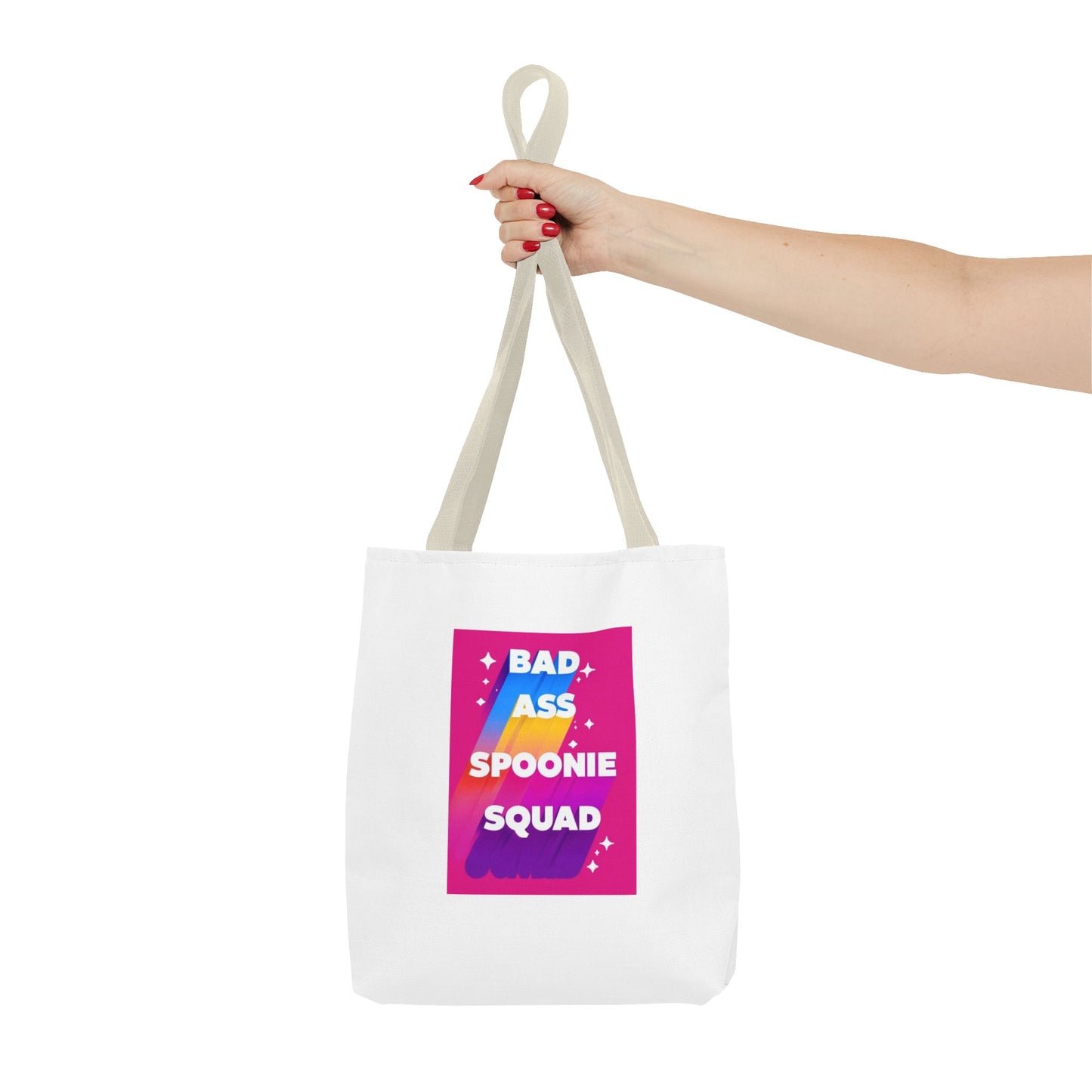 Autoimmune Disease Awareness Tote Bag - "Bad Ass Spoonie Squad" (White)