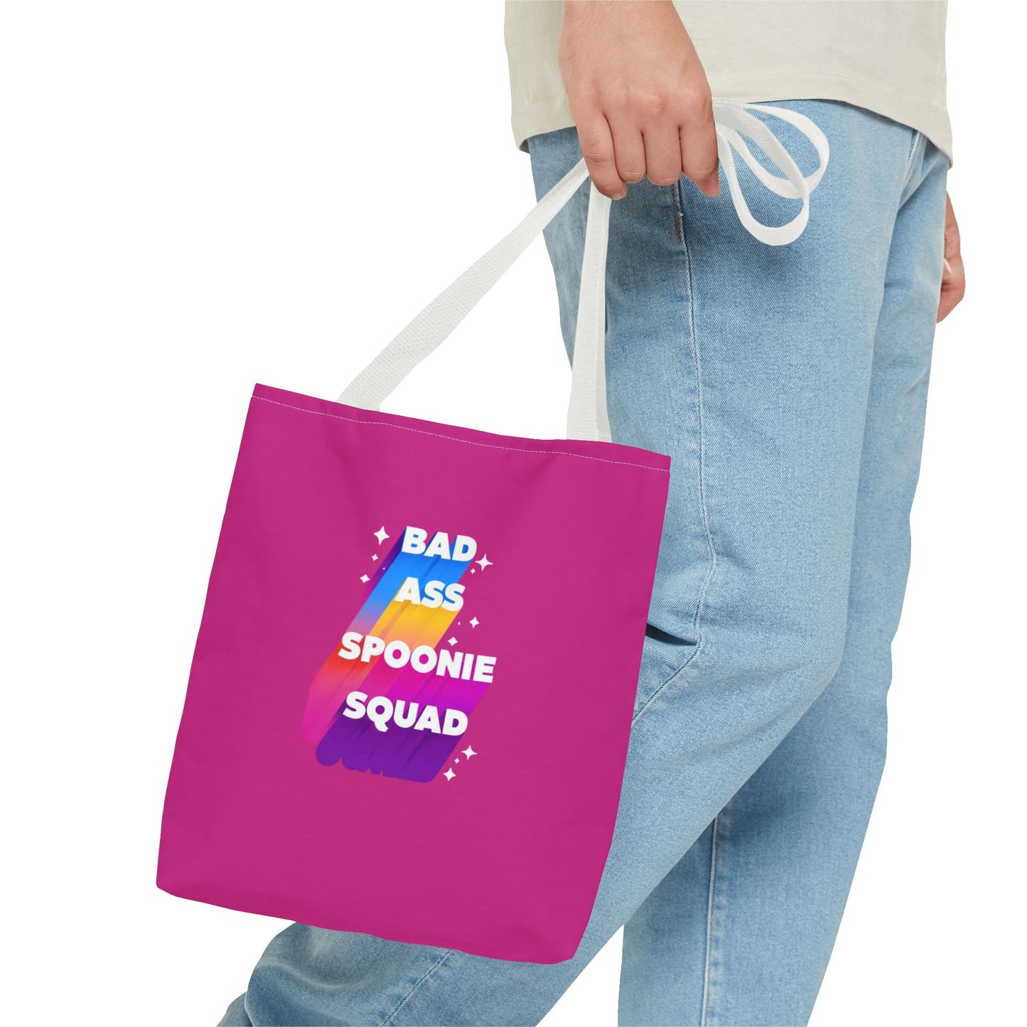 Autoimmune Disease Awareness Tote Bag - "Big Ass Spoonie Squad" (Pink)