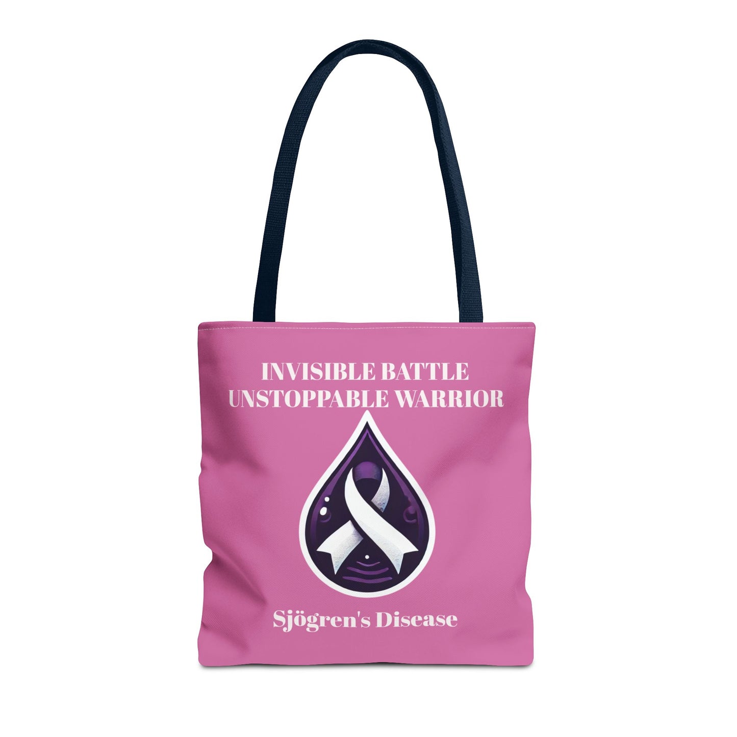 Invisible Battle Unstoppable Warrior Tote Bag - Sjögren's Disease Awareness (Light Pink)
