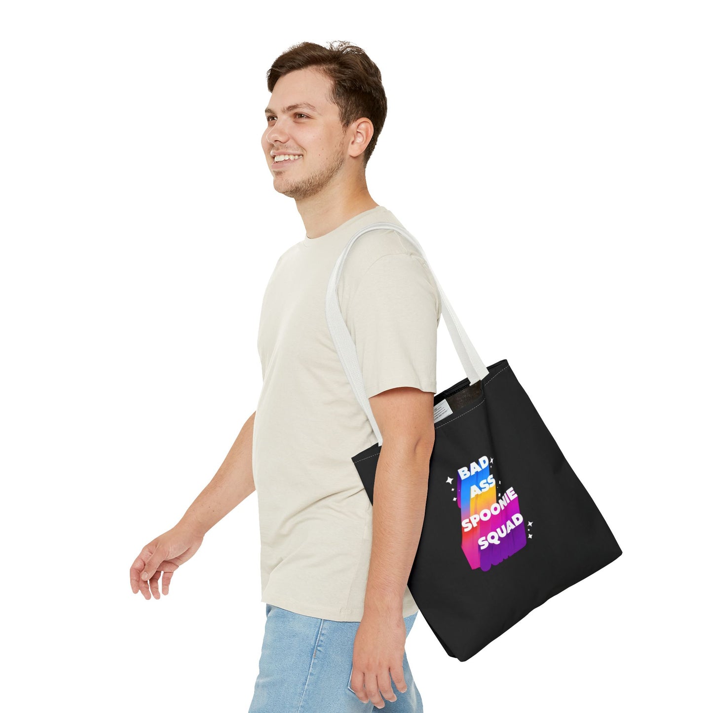 Autoimmune Disease Awareness Tote Bag - "Bad Ass Spoonie Squad" (Black)