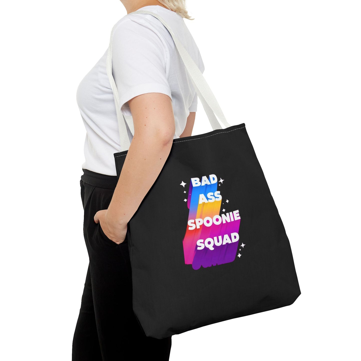 Autoimmune Disease Awareness Tote Bag - "Bad Ass Spoonie Squad" (Black)