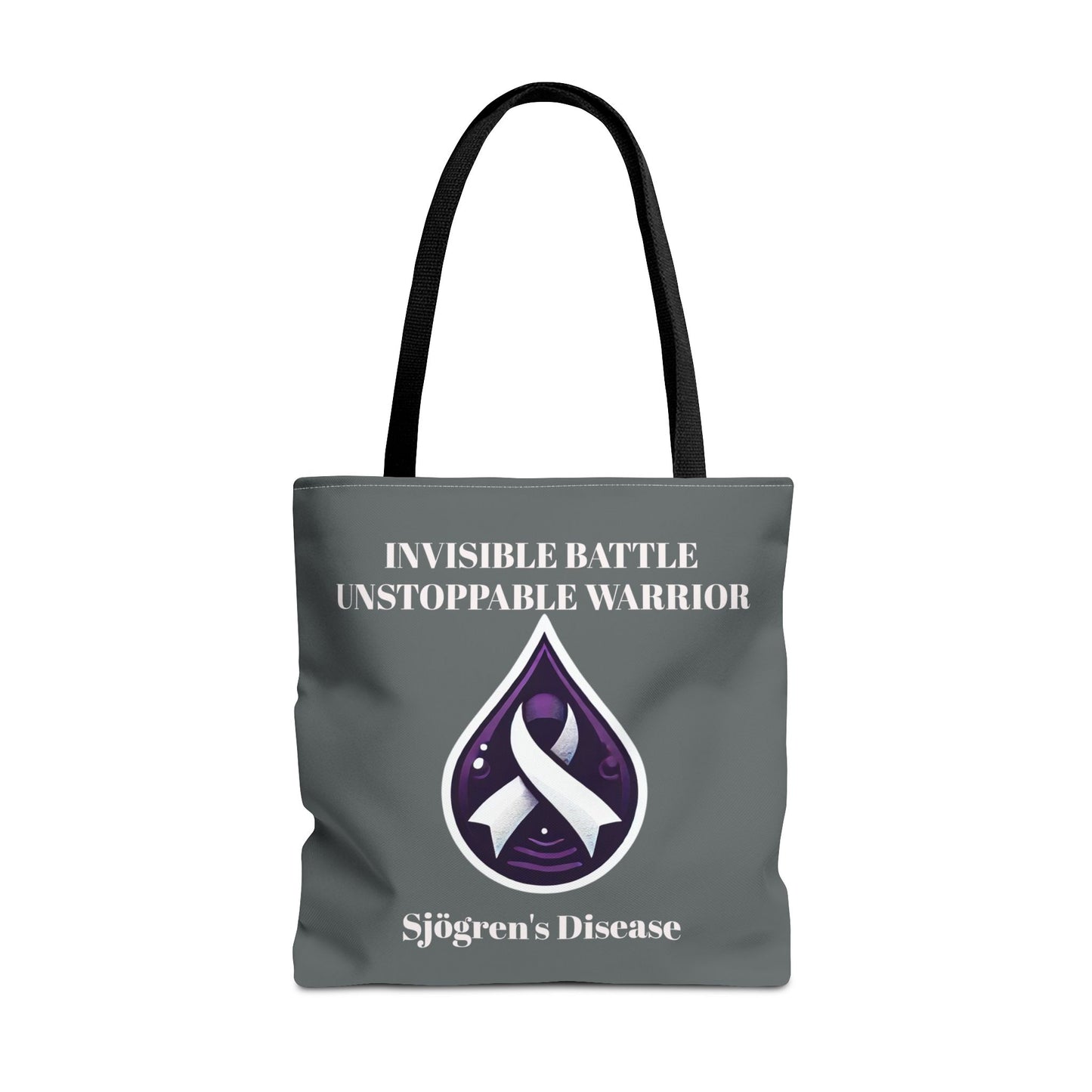 Invisible Battle Unstoppable Warrior Tote Bag - Sjögren's Disease Awareness (Dark Gray)