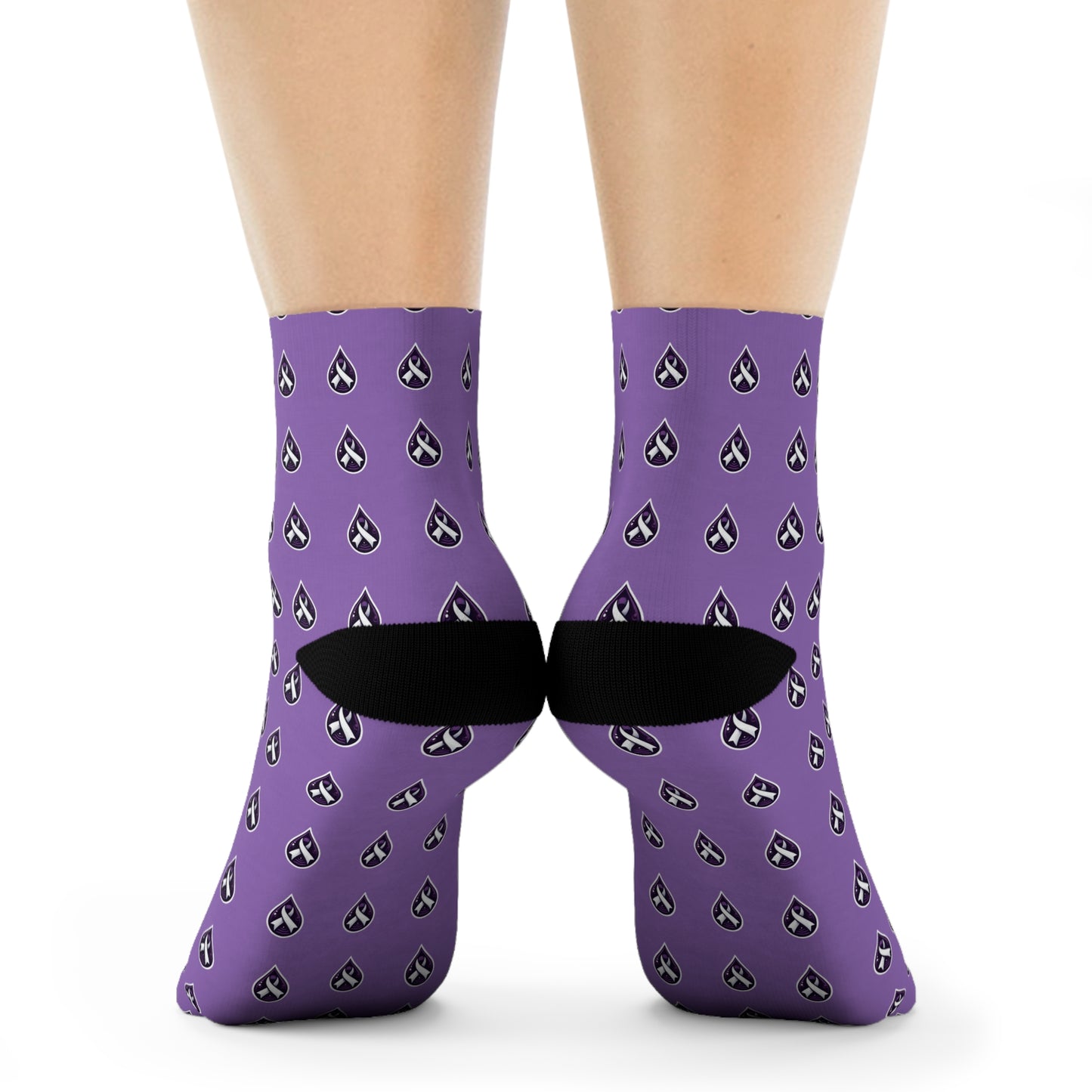 Sjögren's Disease Teardrop Pattern Crew Socks (Light Purple)