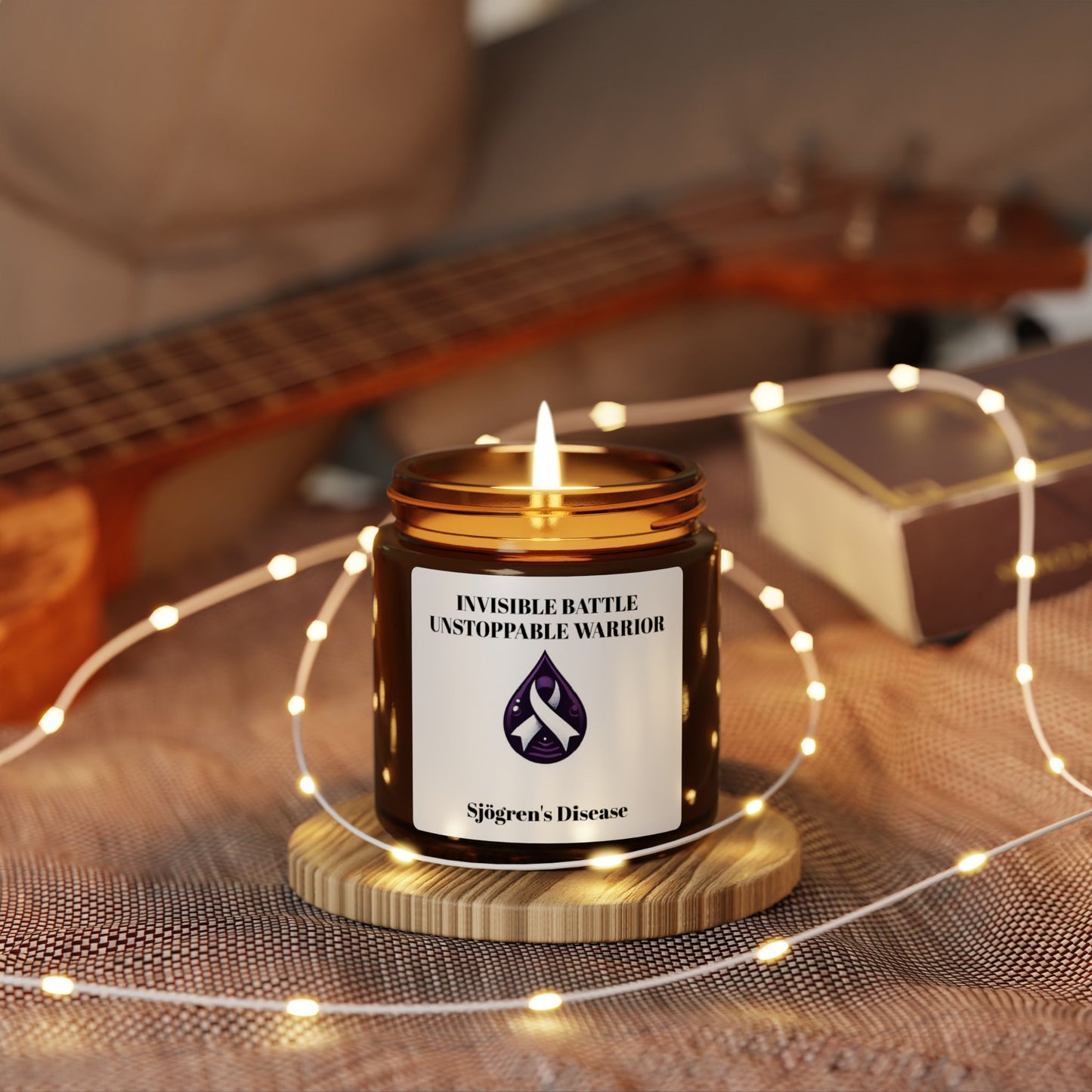 Scented Soy Candle - Invisible Battle Unstoppable Warrior - Sjögren's Disease Awareness