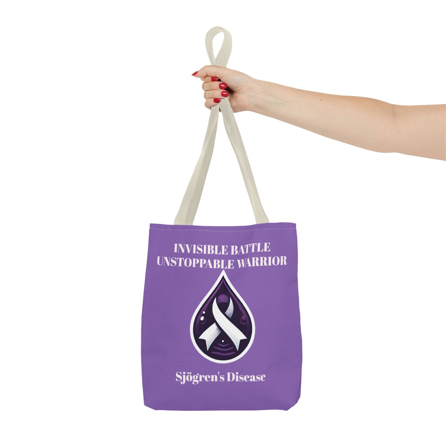 Invisible Battle Unstoppable Warrior Tote Bag - Sjögren's Disease Awareness (Purple)