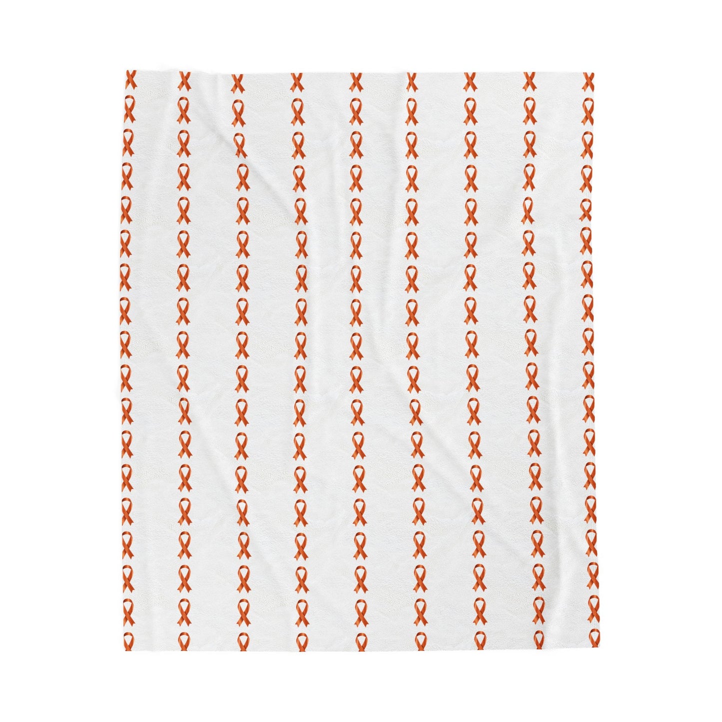 Orange Support/ Awareness Ribbon Velveteen Plush Blanket | Cozy Throw for Support & Comfort (White Background)