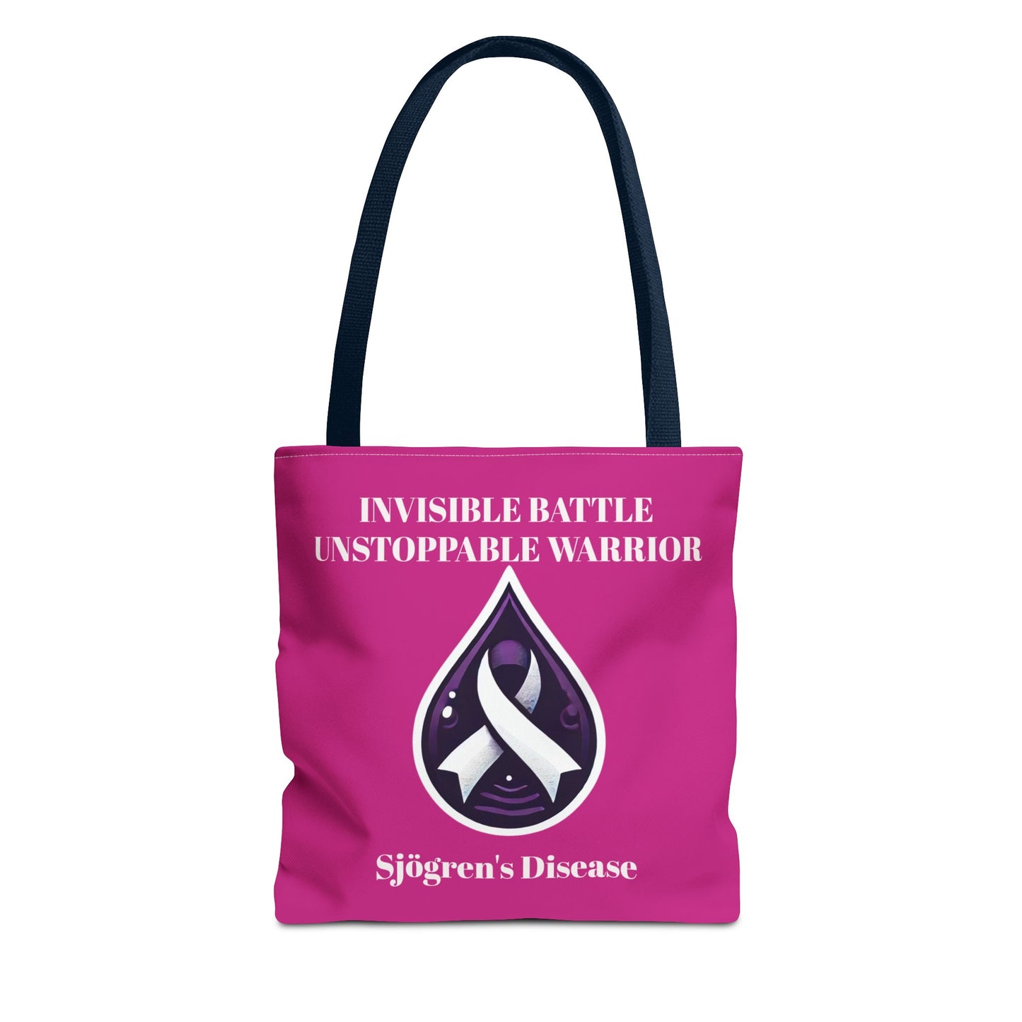 Invisible Battle Unstoppable Warrior Tote Bag - Sjögren's Disease Awareness (Dark Pink)