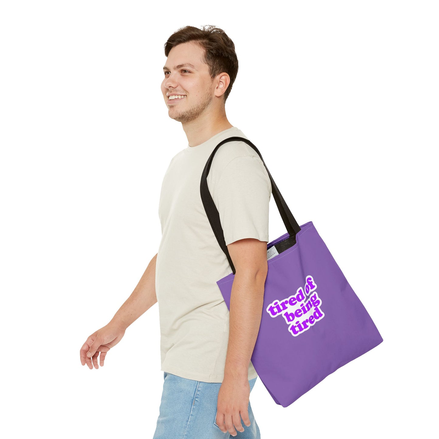Autoimmune Disease Awareness Tote Bag - "tired of being tired" (Purple)