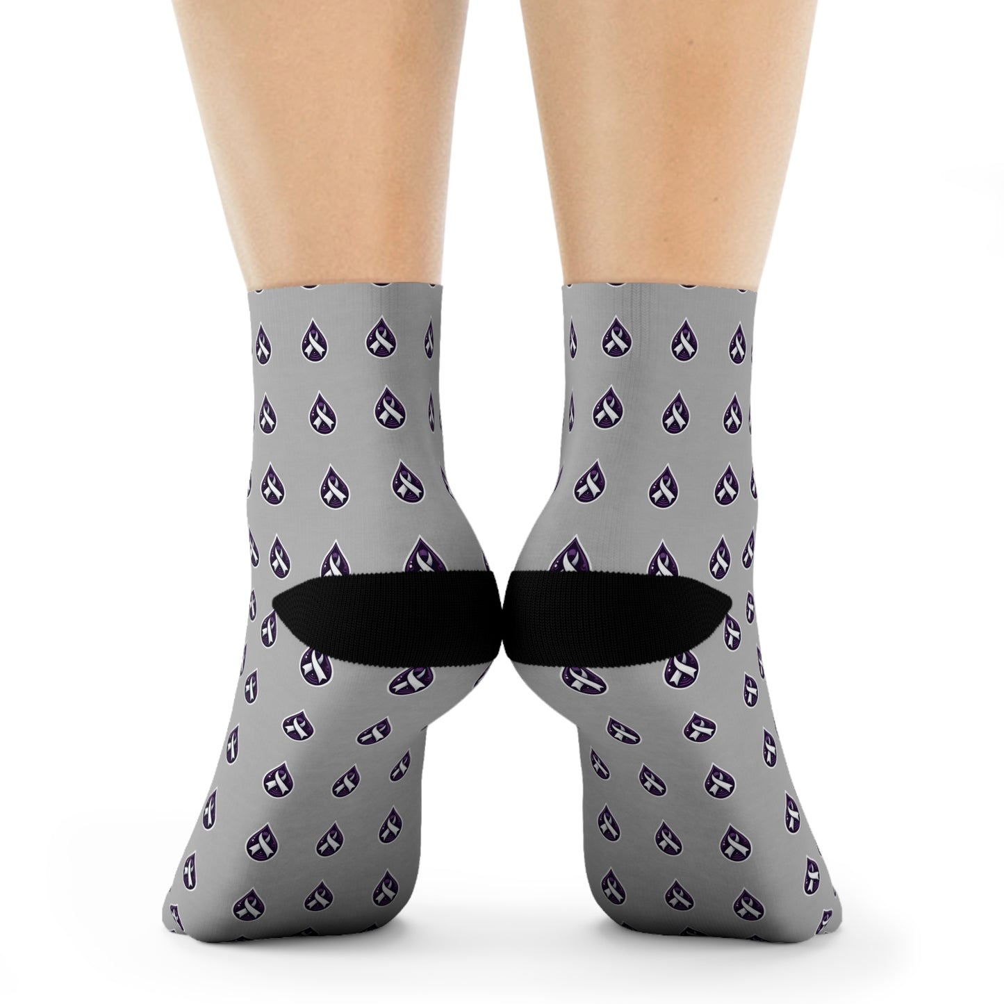 Sjögren's Disease Teardrop Pattern Crew Socks (Light Gray)