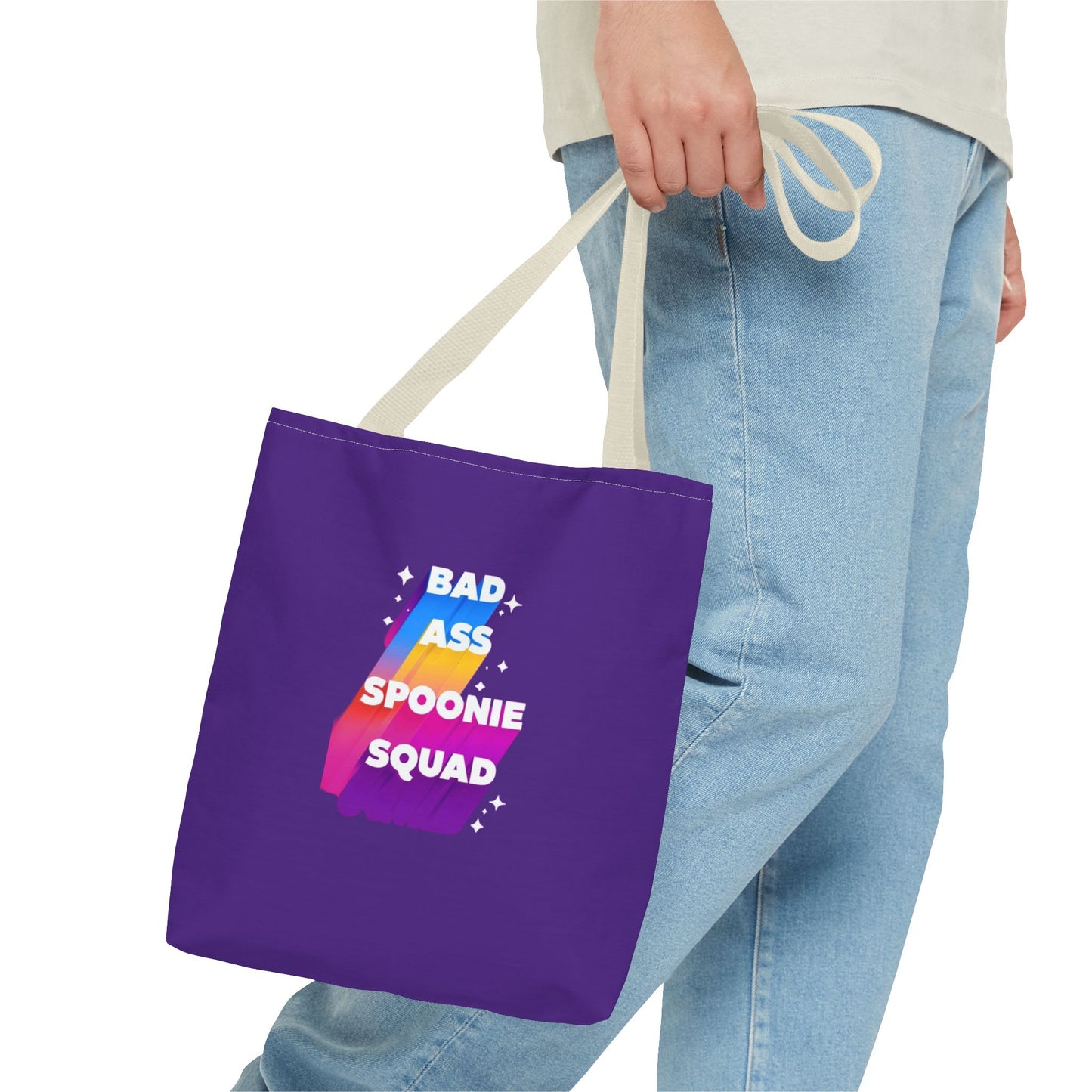 Autoimmune Disease Awareness Tote Bag - "Bad Ass Spoonie Squad" (Purple)