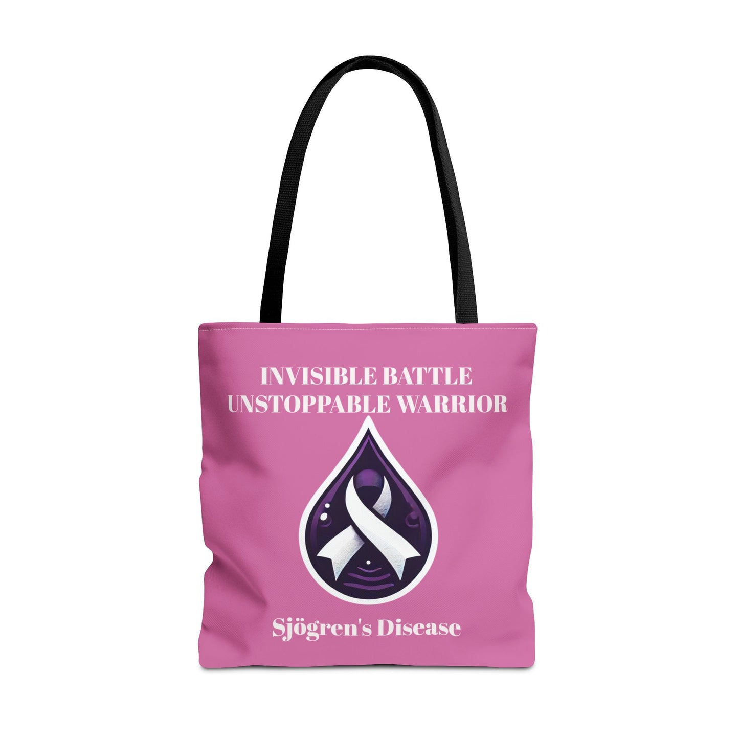 Invisible Battle Unstoppable Warrior Tote Bag - Sjögren's Disease Awareness (Light Pink)