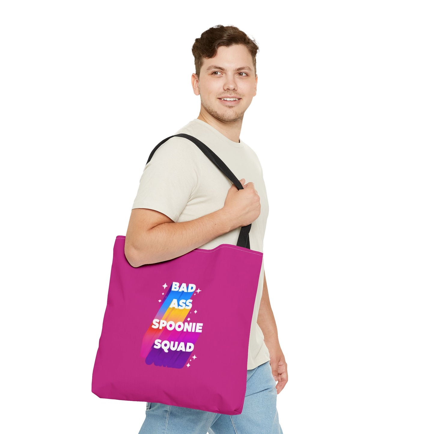 Autoimmune Disease Awareness Tote Bag - "Big Ass Spoonie Squad" (Pink)