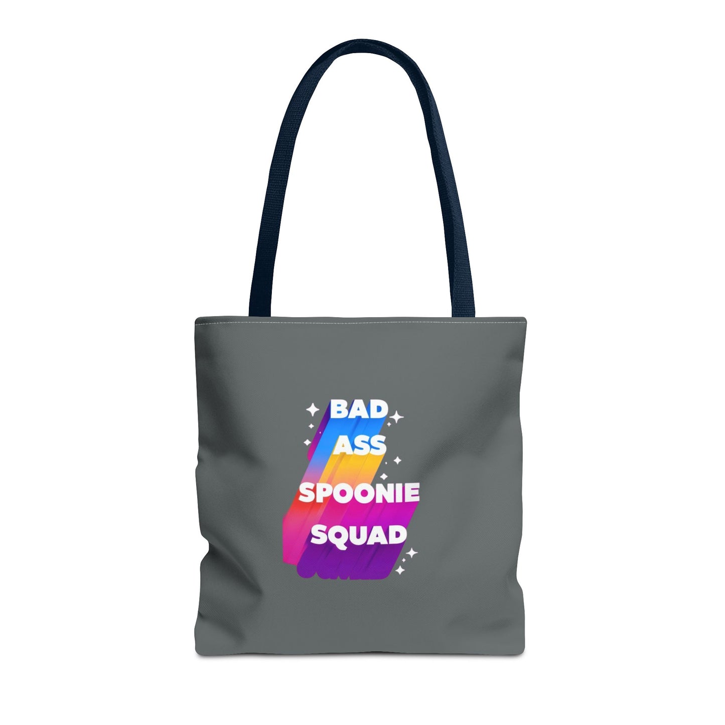 Autoimmune Disease Awareness Tote Bag - "Bad Ass Spoonie Squad" (Dark Grey)