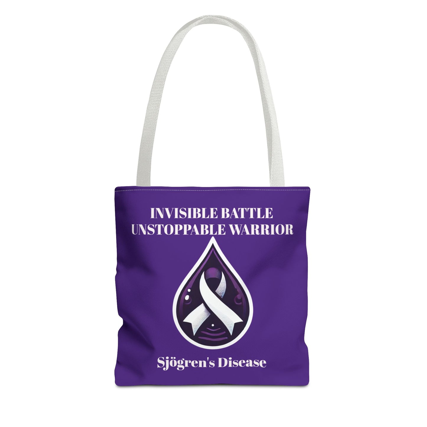 Invisible Battle Unstoppable Warrior Tote Bag - Sjögren's Disease Awareness (Dark Purple)