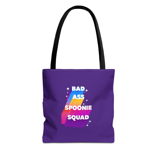 Autoimmune Disease Awareness Tote Bag - "Bad Ass Spoonie Squad" (Purple)