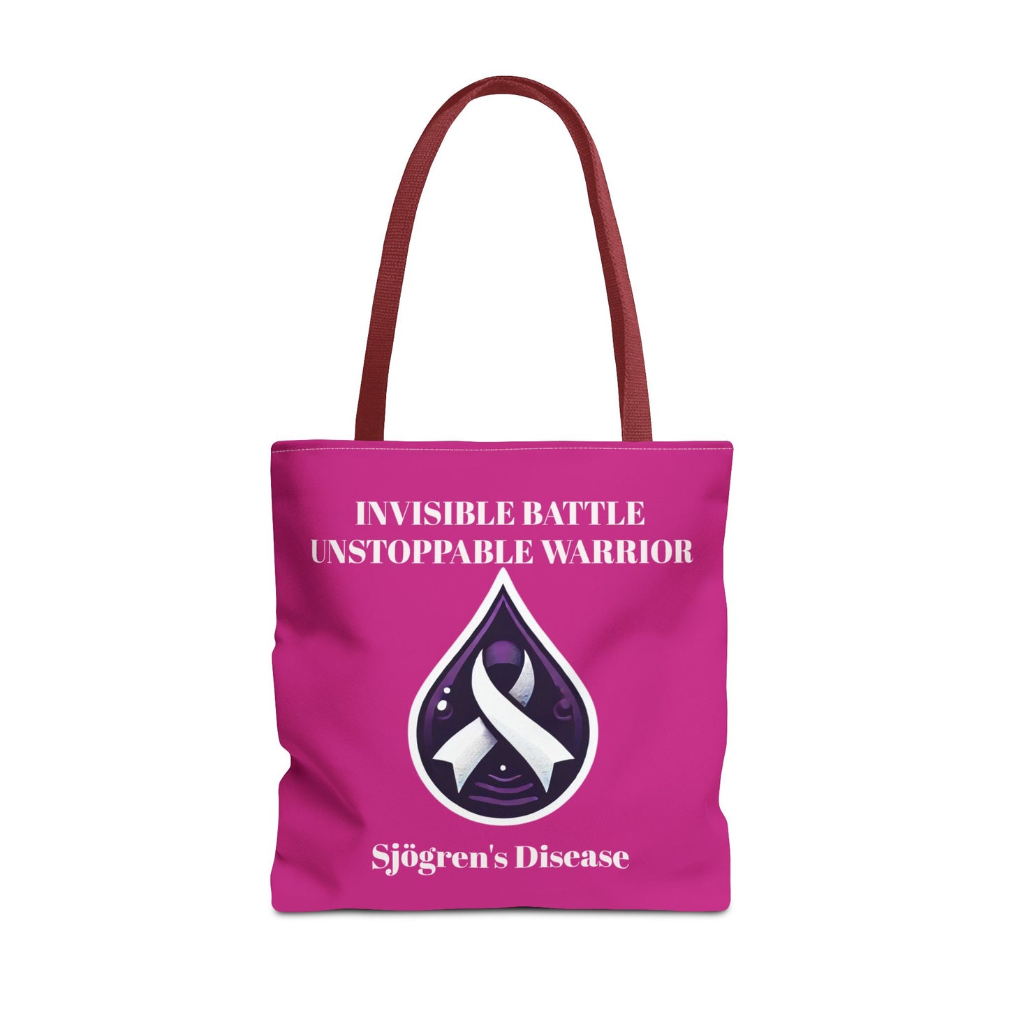 Invisible Battle Unstoppable Warrior Tote Bag - Sjögren's Disease Awareness (Dark Pink)
