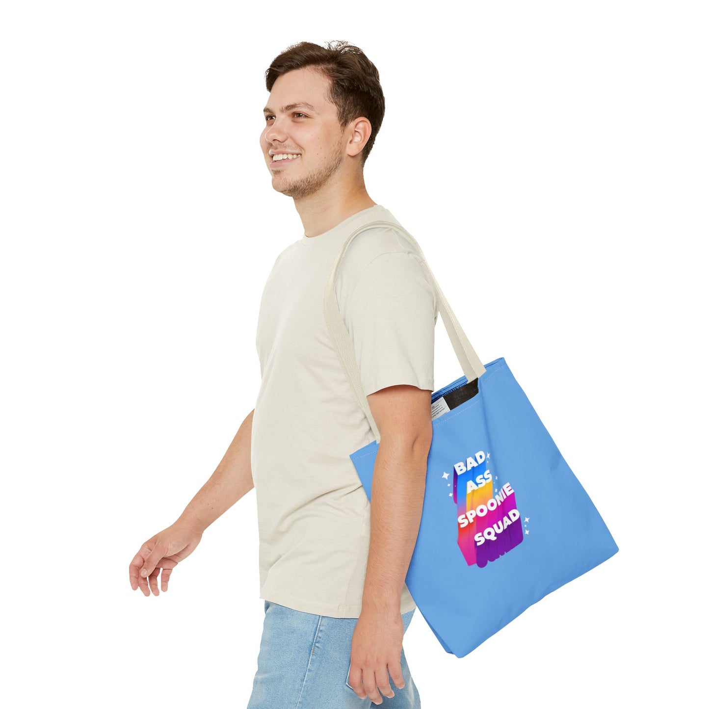 Autoimmune Disease Awareness Tote Bag - "Big Ass Spoonie Squad" (Light Blue)