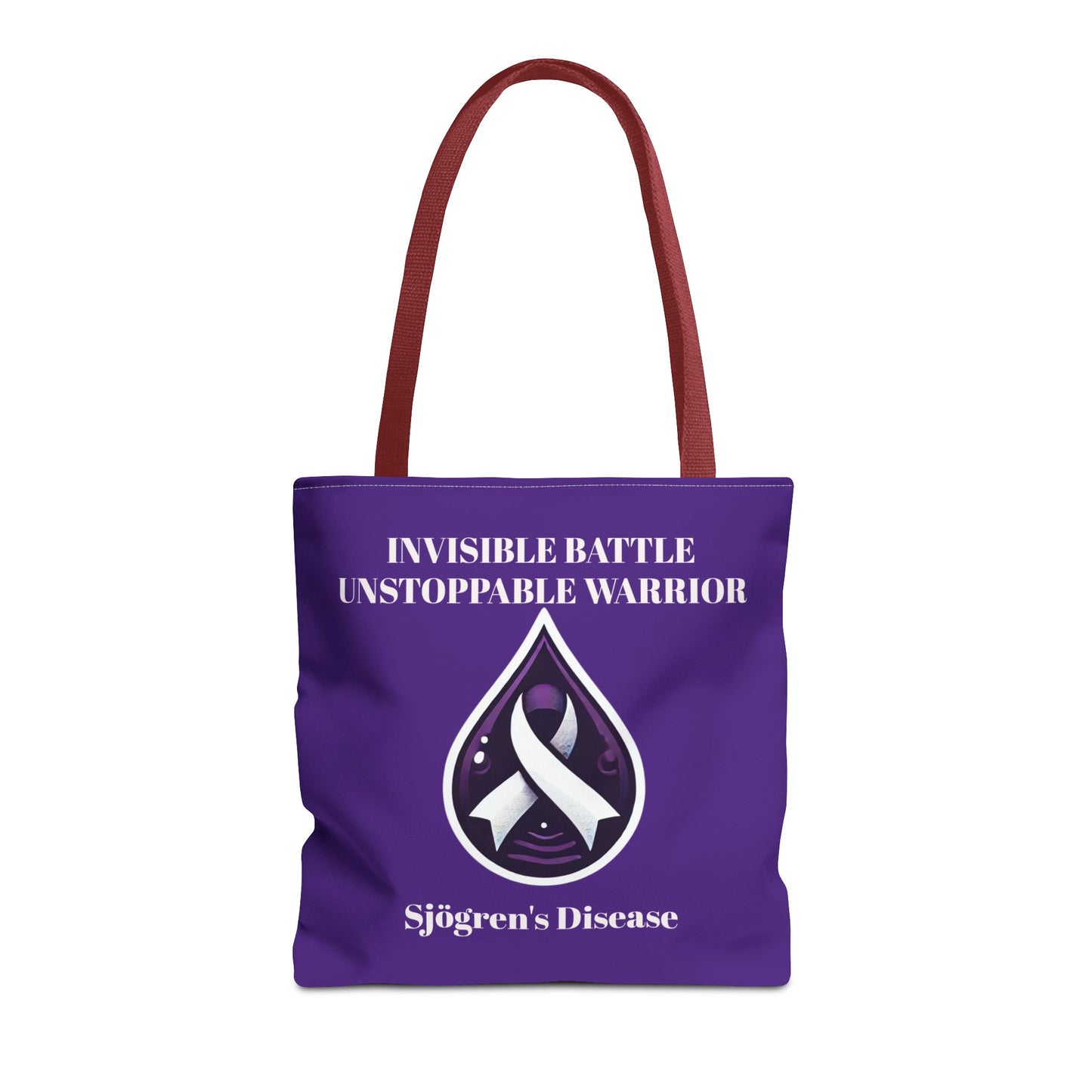 Invisible Battle Unstoppable Warrior Tote Bag - Sjögren's Disease Awareness (Dark Purple)